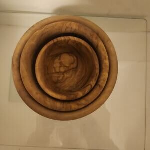 Trio Olive Wood Nesting bowls Hand made